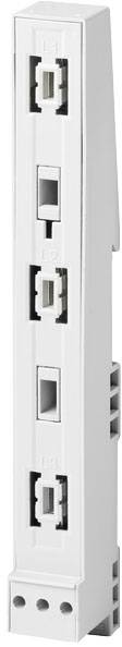 Un adaptateur blanc rectangulaire avec des emplacements disposés verticalement. Il est conçu pour être monté dans des appareils électroniques.
