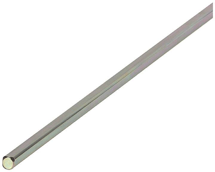 Longue tige métallique argentée à diamètre uniforme sur fond blanc.