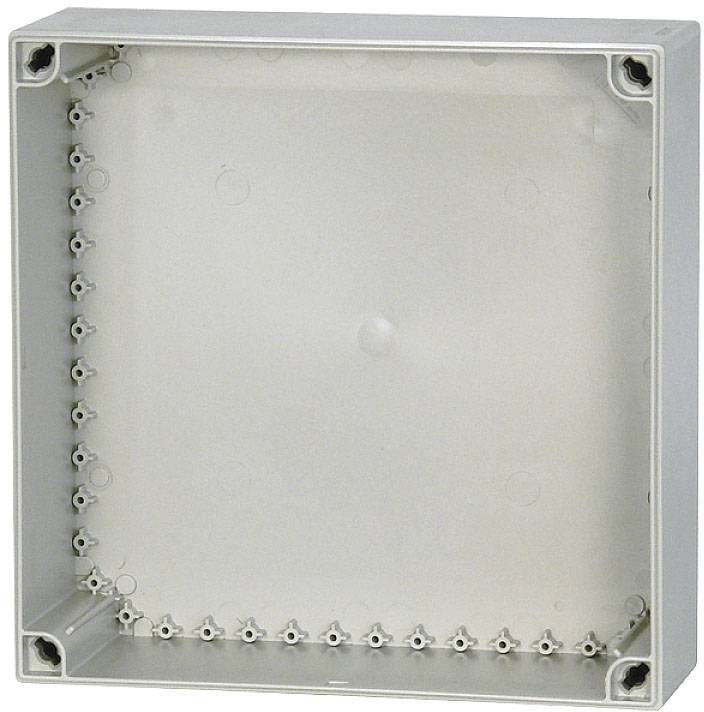 Boîte de dérivation électronique gris-blanc de forme carrée, adaptée pour une connexion de câbles sécurisée et la protection des raccordements.