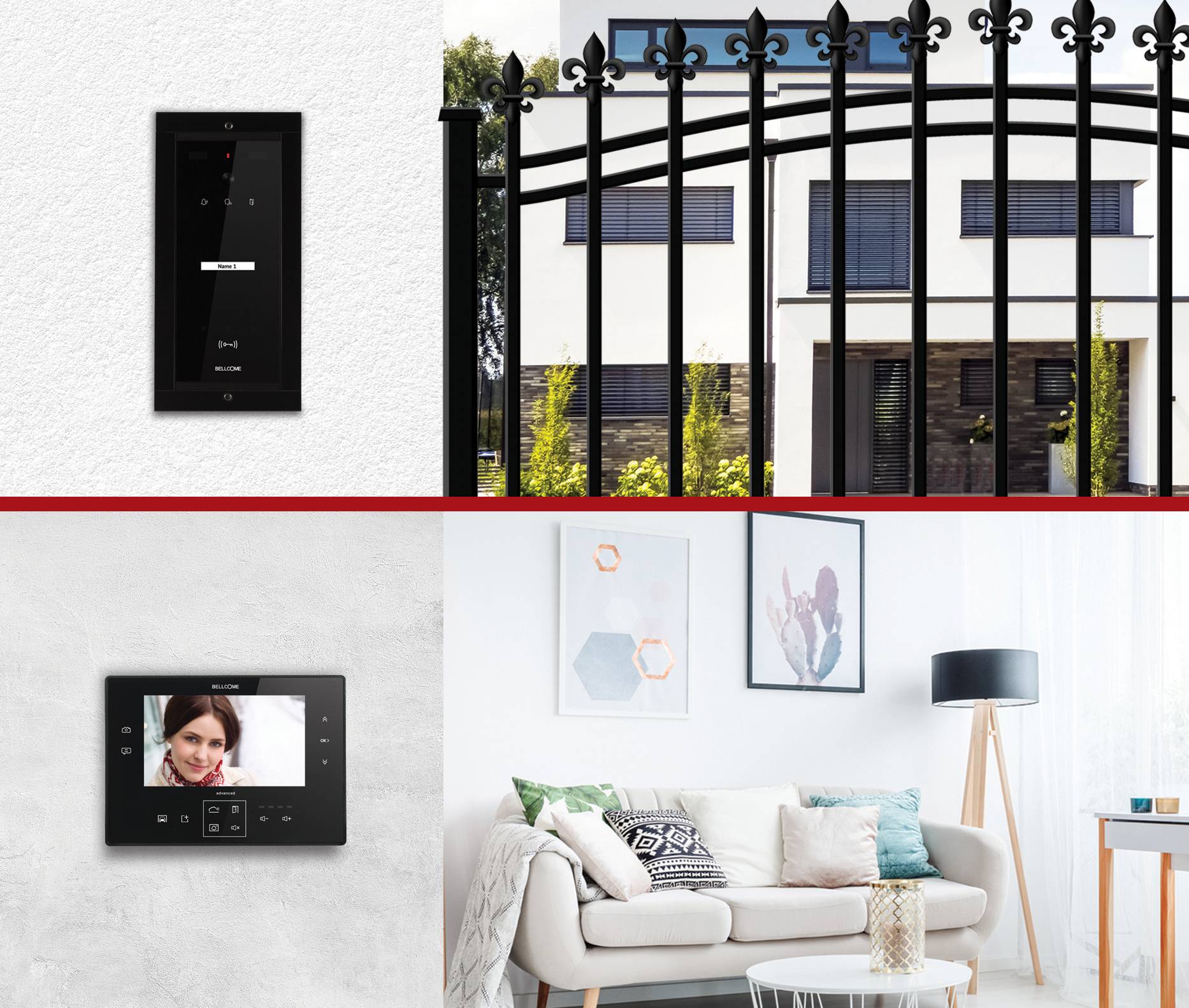 Bellcome Advanced 7" Video-Kit 1 Familie Interphone vidéo filaire Set complet 8 pièces noir