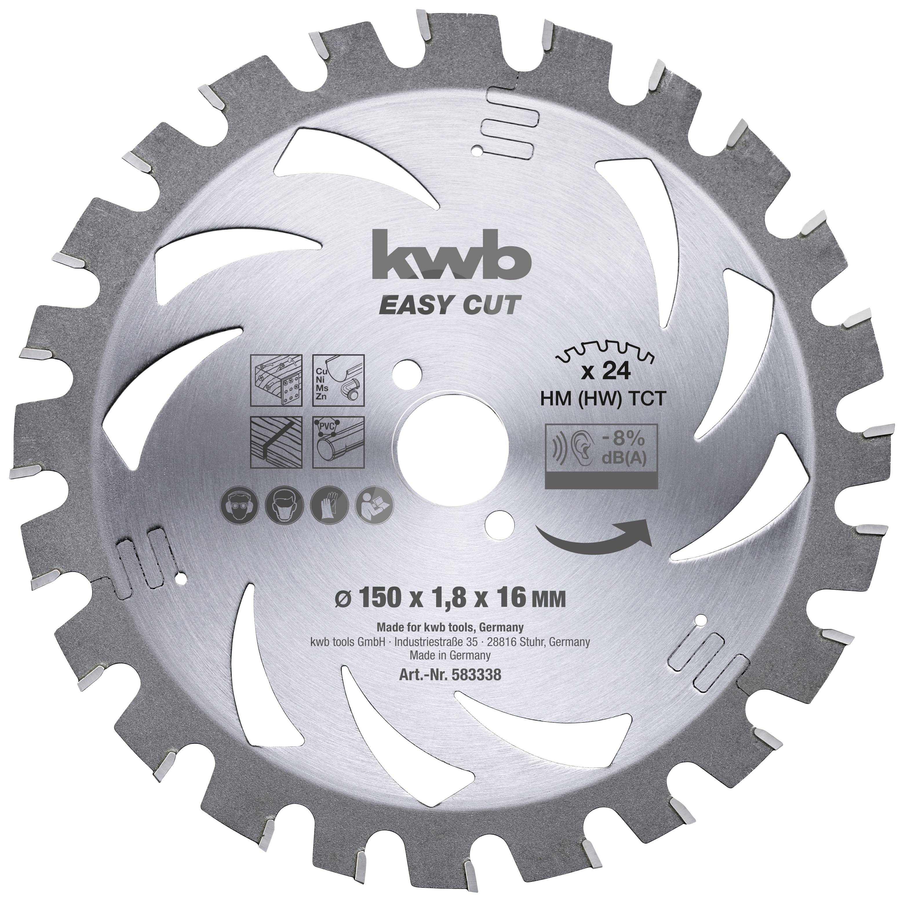 kwb 583338 Lame de scie circulaire au carbure 150 x 16 x 1.2 mm Nombre de dents: 24 1 pc(s)