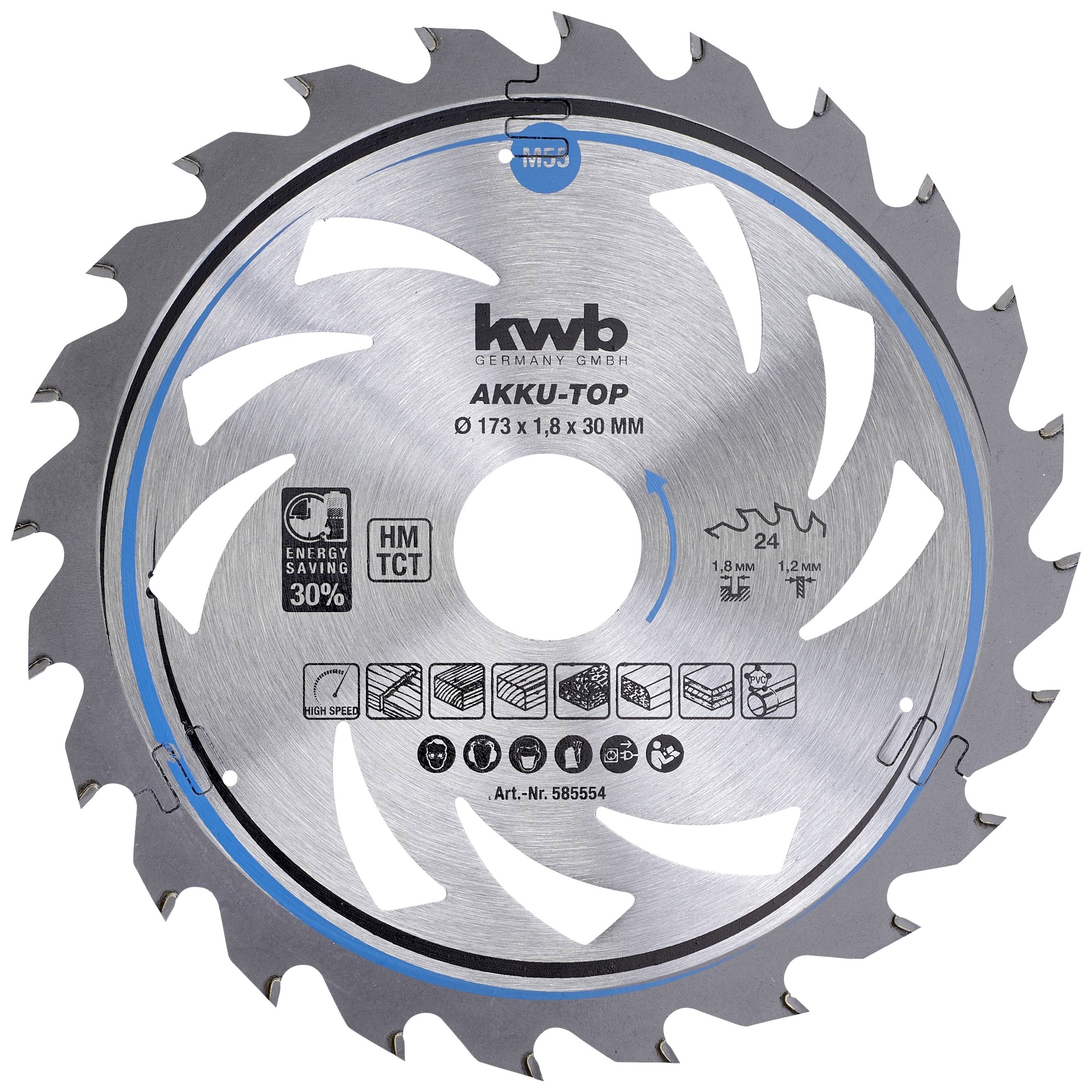 kwb LER-PO 100KA-FI 585554 Lame de scie circulaire au carbure 173 x 30 x 1.2 mm Nombre de dents: 24 1 pc(s)