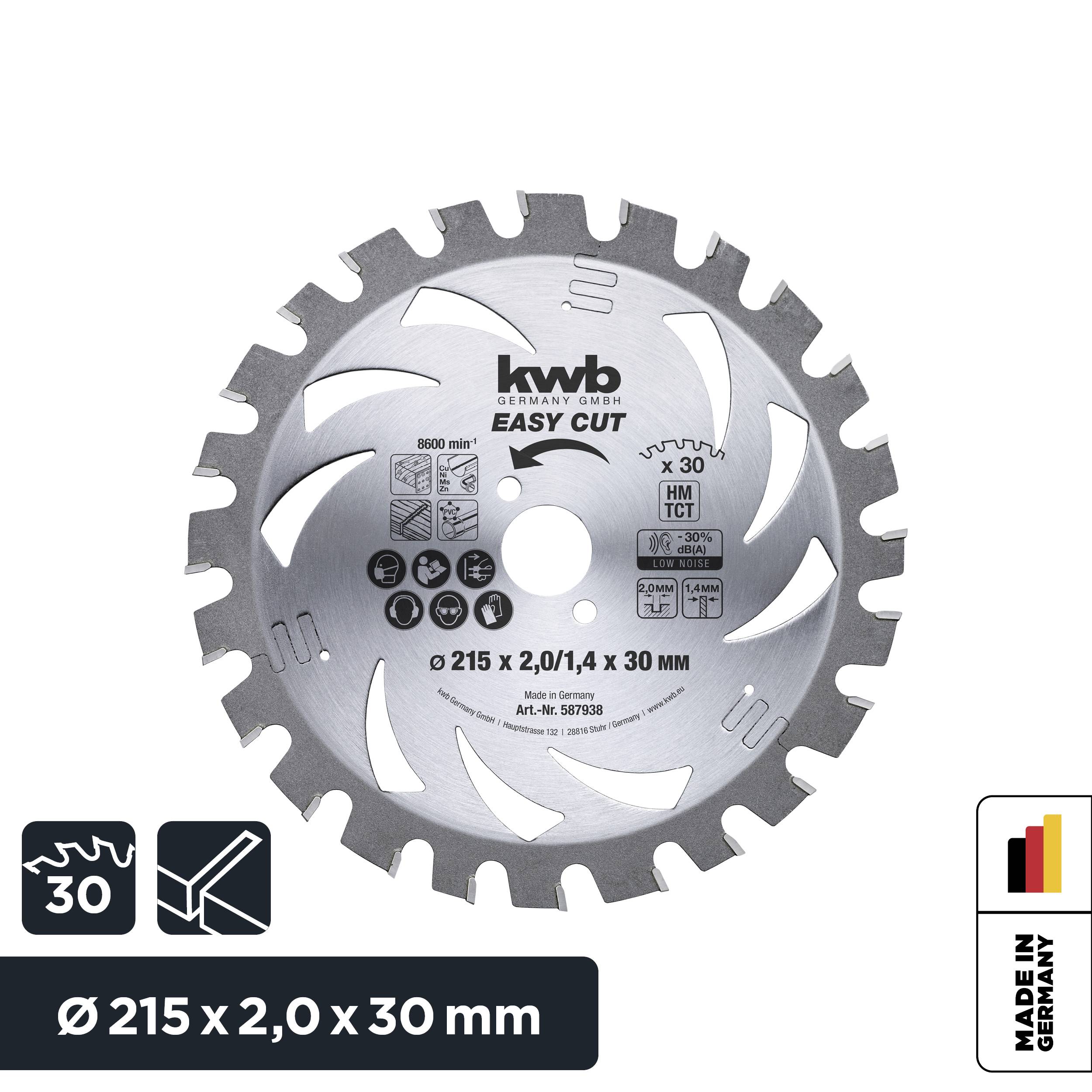 kwb 587938 Lame de scie circulaire au carbure 215 x 30 x 1.4 mm Nombre de dents: 30 1 pc(s)