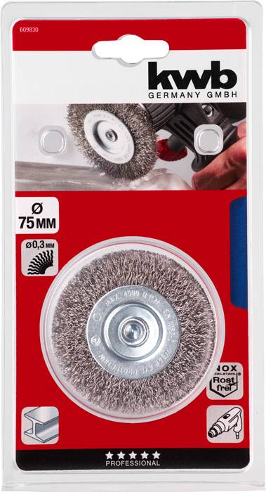 kwb BROSSE À DISQUE, FIL EN ACIER INOXYDABLE, ONDULÉE 609830 1 pc(s)