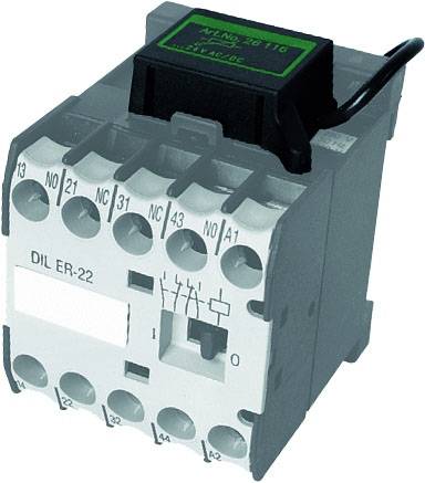 Un contacteur électrique avec plusieurs bornes de connexion et des symboles sur la face avant pour le contrôle d'appareils électriques.