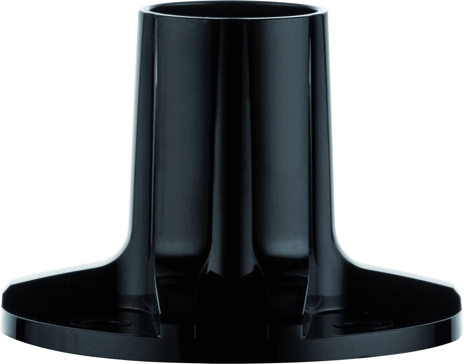 Un support cylindrique en plastique noir avec une base large et plate, souvent utilisé comme socle pour différents appareils.