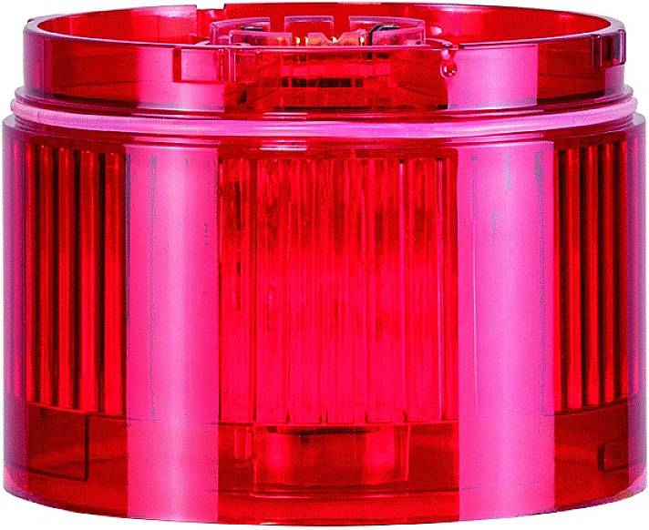 Voyant d'avertissement rouge, circulaire et en plastique, utilisé pour signaler l'état dans des dispositifs ou des installations techniques.
