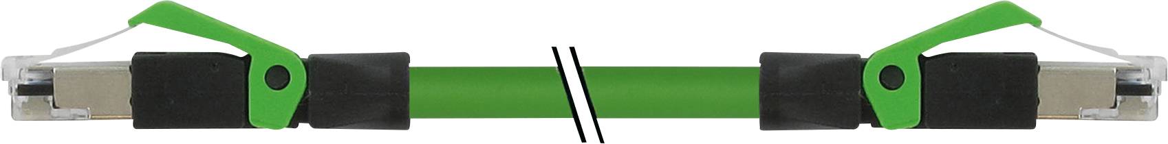 Câble électrique vert avec des isolants noirs et des bornes vertes aux extrémités.