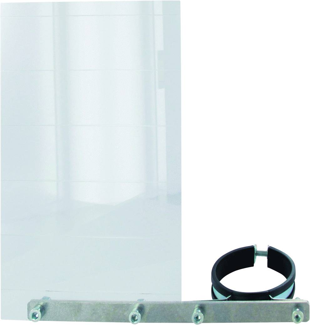 Système de support avec rail métallique et support en plastique noir pour montage vertical ou horizontal.