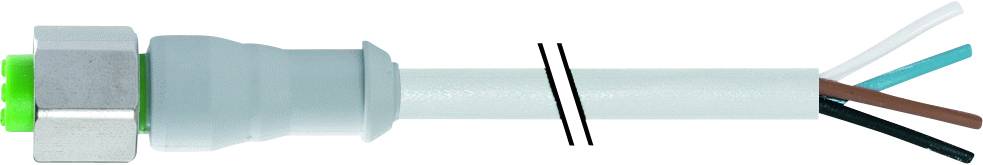 Un câble à gaine blanche avec cinq conducteurs distincts, chacun dans une couleur différente, est visible.