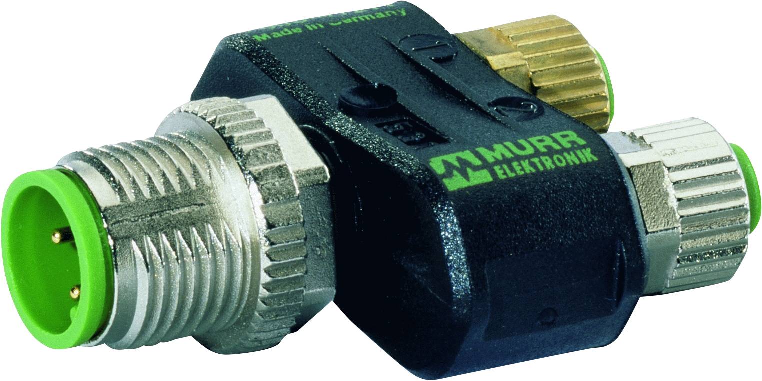 Connecteurs de Murrelektronik avec plusieurs connexions vertes, adaptés pour le câblage industriel et l'intégration de capteurs.