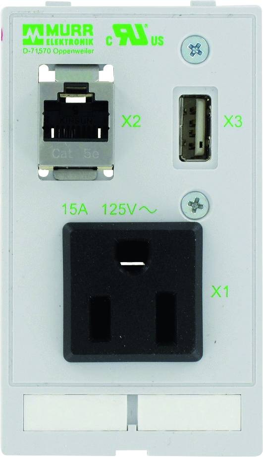 Insert combiné 1 prise US NEMA 5-15 1xUSB-A femelle/femelle + 1xRJ45 femelle/femelle Modlink MSDD Murrelektronik Contenu: 1 pc(s)