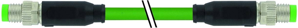 Tuyau vert avec deux raccords noirs aux extrémités, séparés par deux lignes diagonales noires au centre.