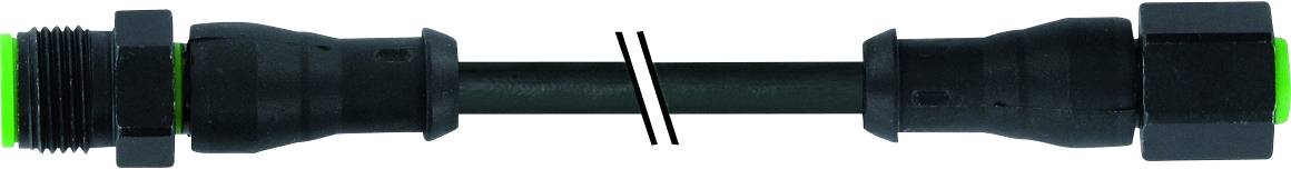 Raccord pour câble, composé de deux connecteurs en plastique noir et d'un conducteur intermédiaire.
