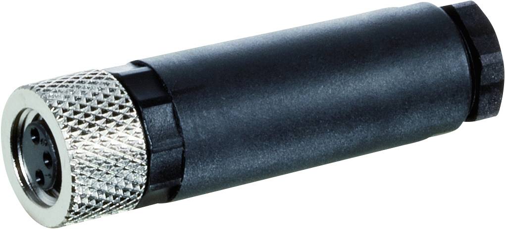 Un adaptateur noir avec un boîtier métallique rainuré, adapté aux connexions audio ou électroniques.