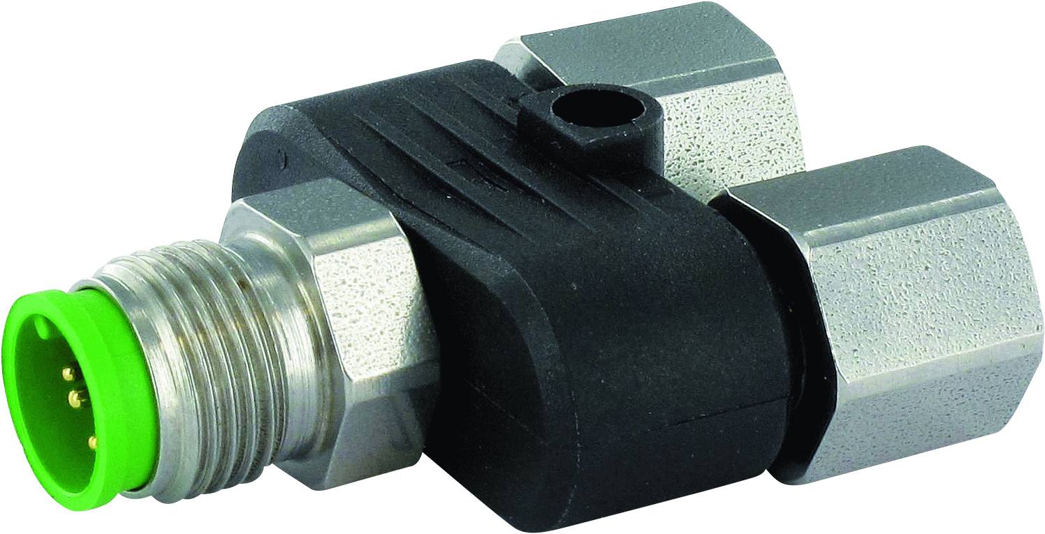 Connecteur à embout vert et boîtier noir, avec des connexions à vis en argent ; adapté aux applications industrielles.