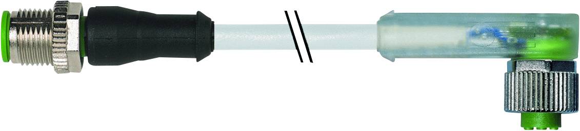 Tuyau de couplage avec extrémité verte et raccords métalliques. Relie deux parties entre elles, probablement pour le transfert de liquides.