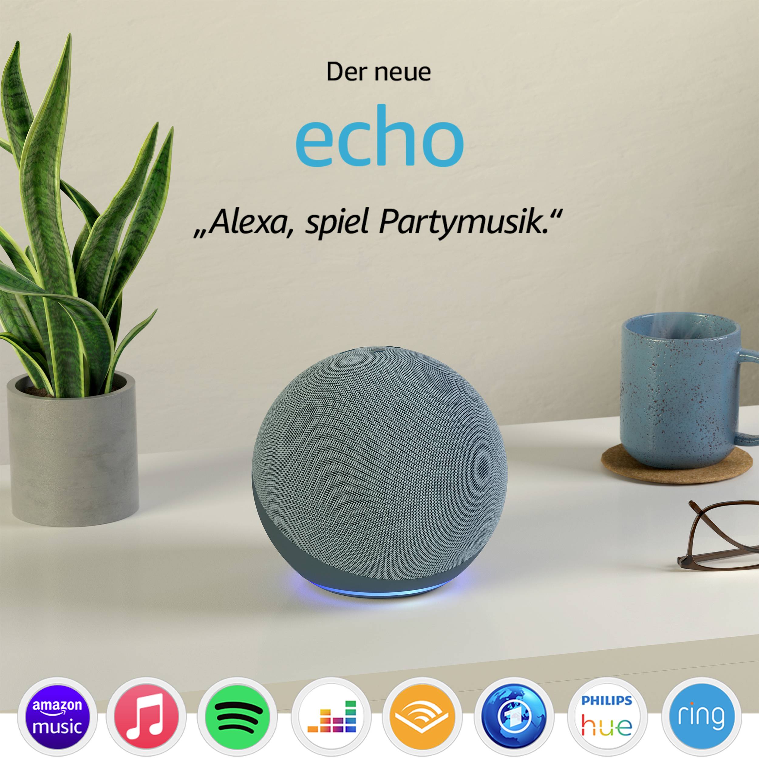 amazon echo Echo (4. Generation) Assistant vocal bleu-gris
