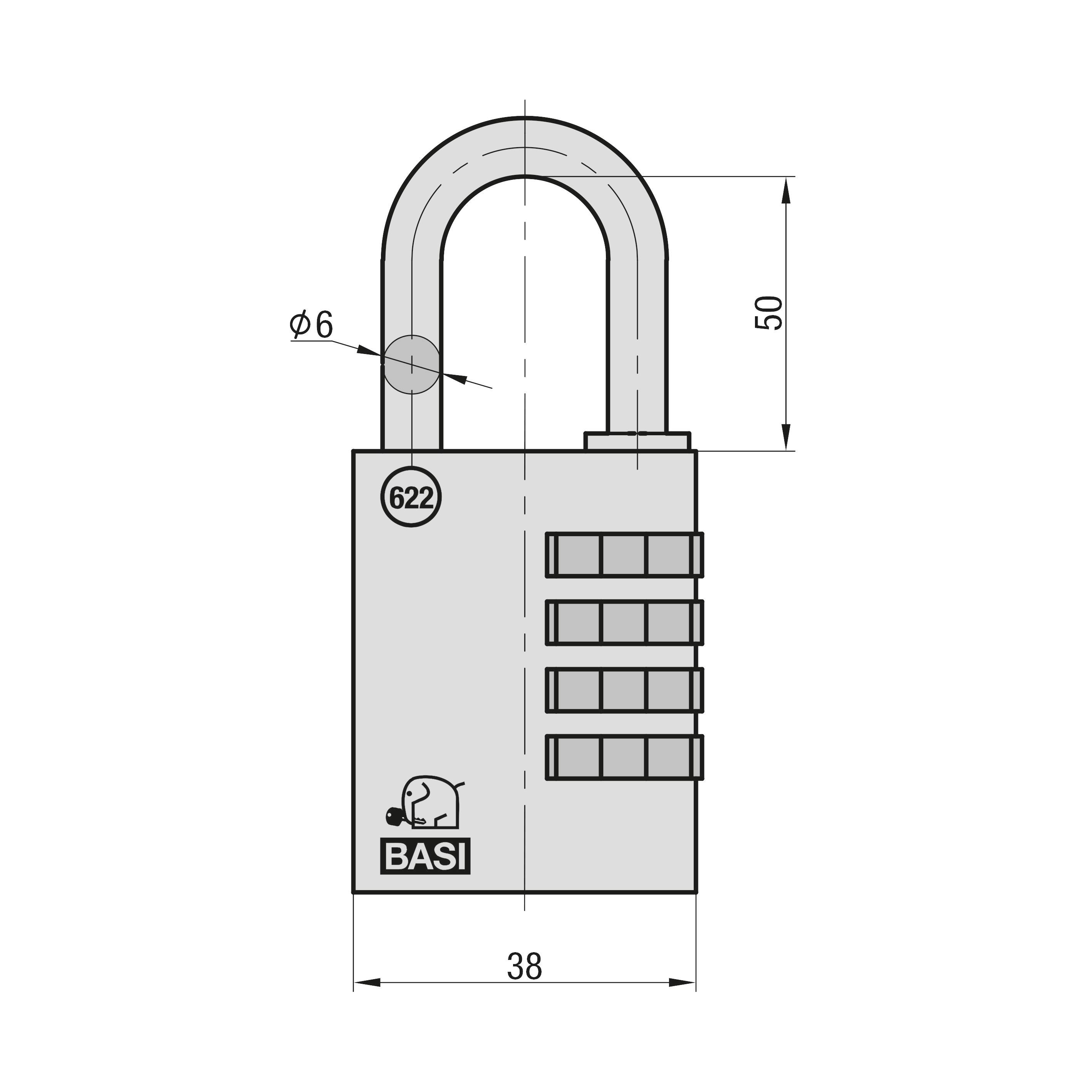 Basi 6220-4000 Cadenas avec serrure à combinaison