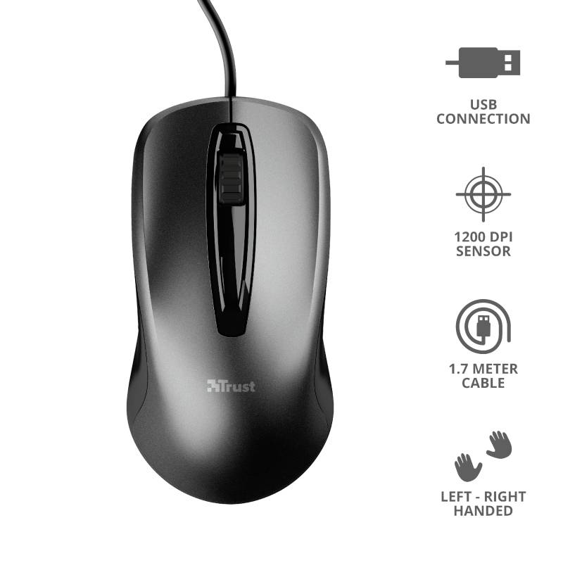 Trust CARVE Souris USB optique noir 3 Boutons 1200 dpi