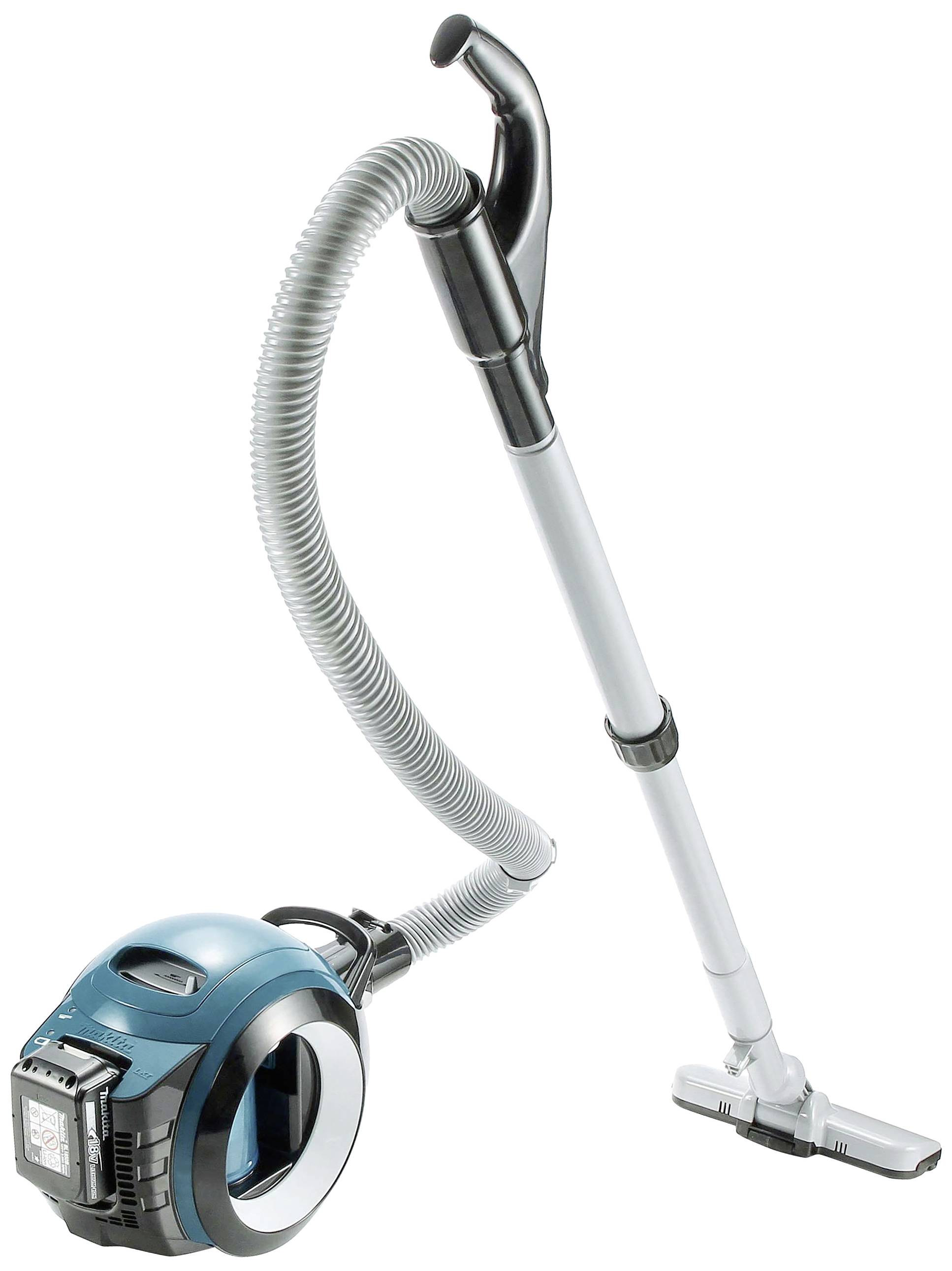 Un aspirateur traîneau bleu avec un long tuyau et un tube d'aspiration, idéal pour le nettoyage des sols dans les appartements.