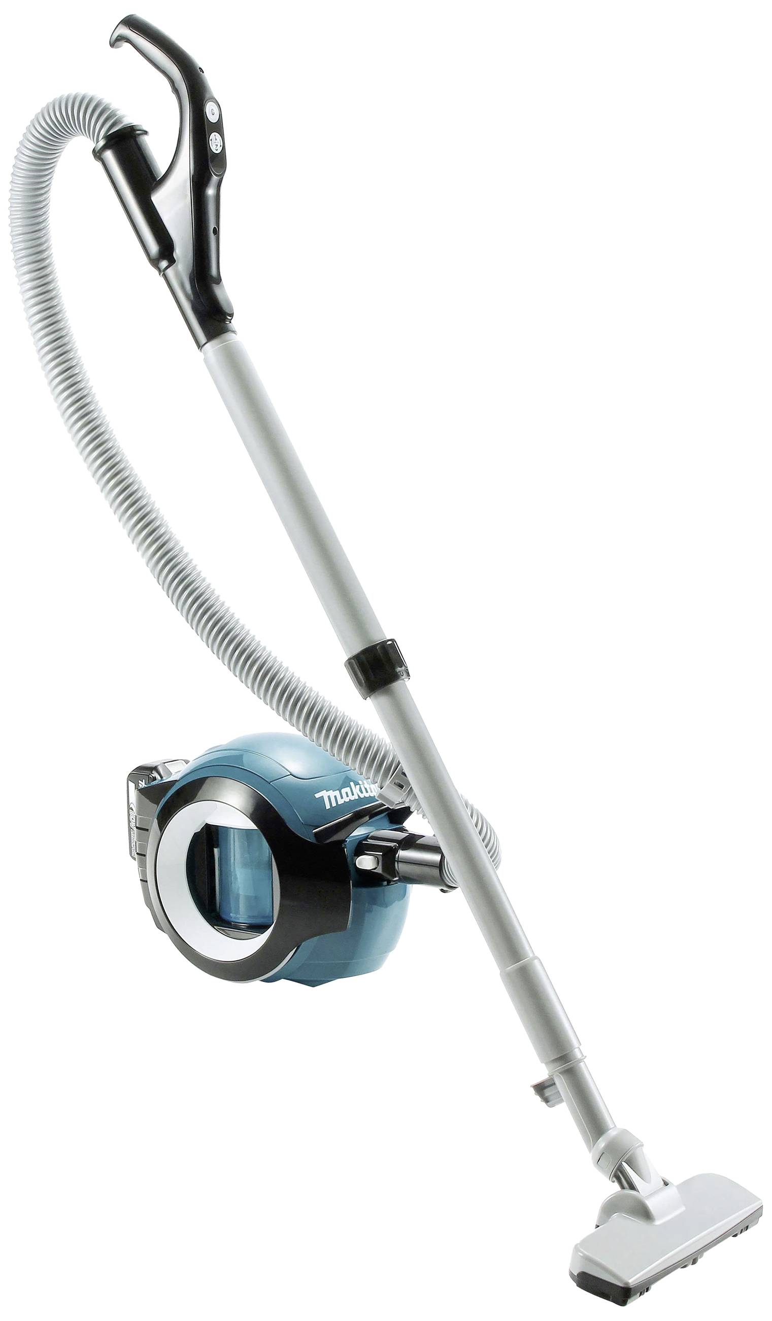 Un aspirateur portable avec une longue tige d'aspiration et un tuyau flexible, adapté aux diverses tâches de nettoyage domestique.