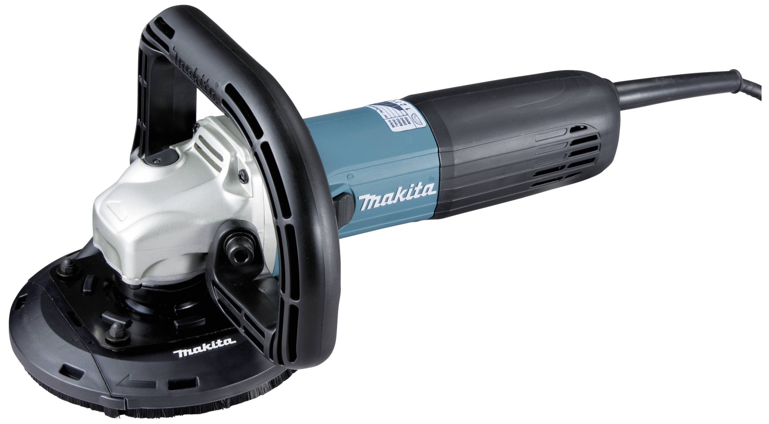 Ponceuse électrique Makita avec boîtier bleu et noir et poignée ergonomique, adaptée aux travaux de ponçage professionnels.