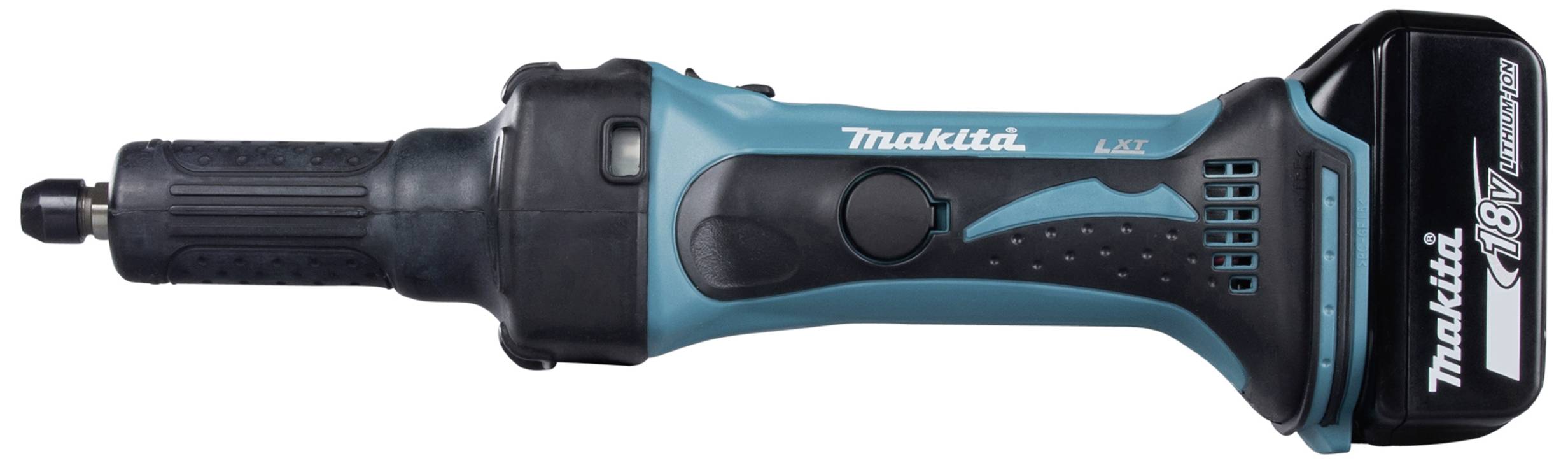 Tournevis électrique sans fil Makita de 18V avec boîtier bleu et noir, vue latérale de l'outil.