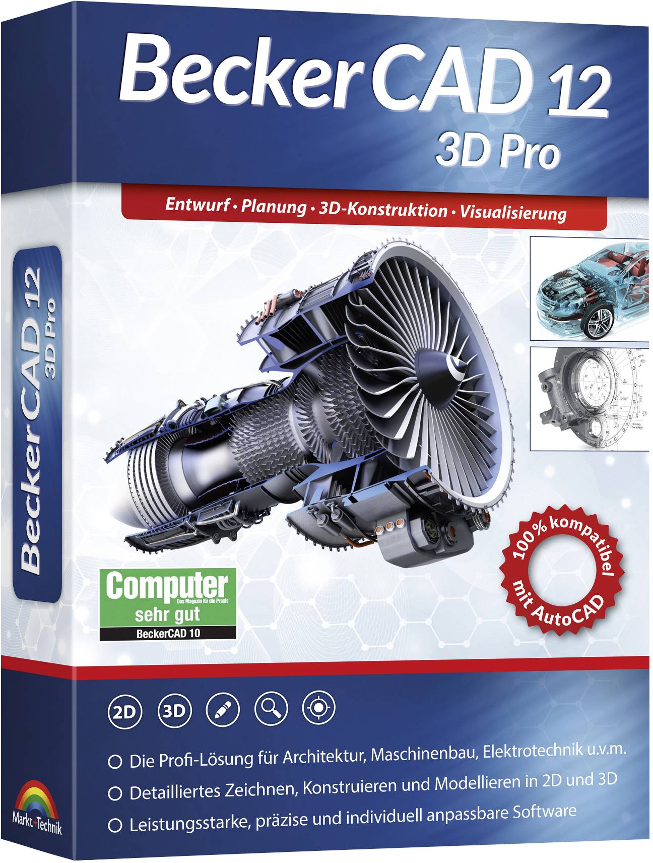 Markt & Technik 80862 BeckerCAD 12 3D PRO version complète, 1 licence Windows Logiciel CAO