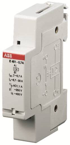 Disjoncteur de protection contre les surtensions de marque ABB, avec spécifications techniques imprimées, adapté aux tableaux électriques.