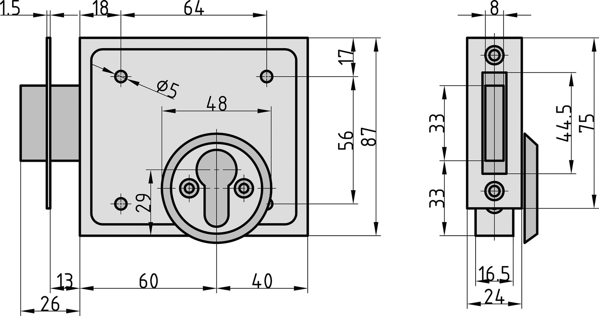Basi 9900-0004 Serrure à cylindre en applique