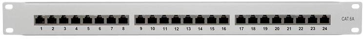 LogiLink NP0060 24 ports Panneau de brassage 483 mm (19") CAT 6a 1 UH gris