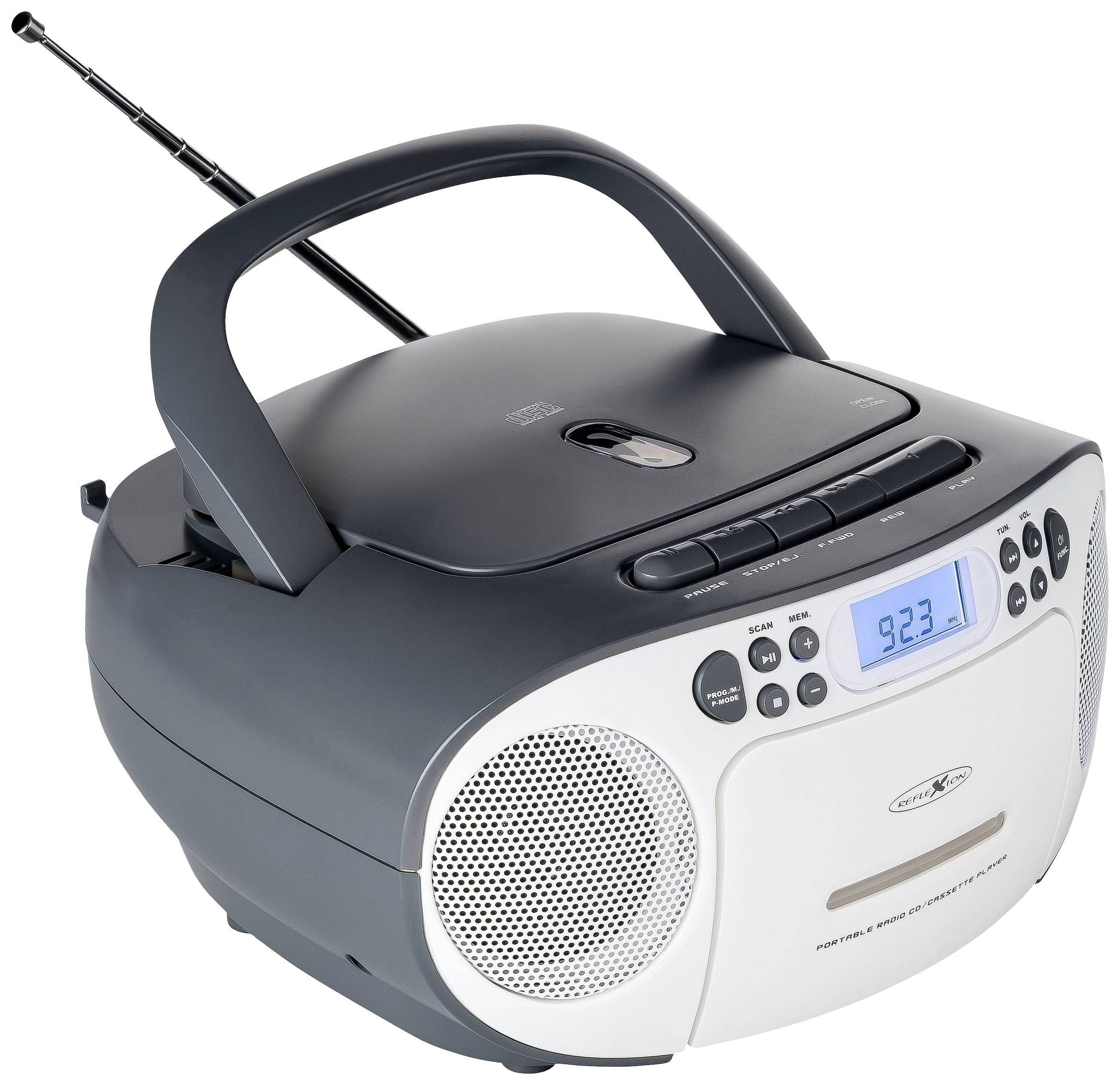Reflexion RCR2260GR Radio-lecteur CD FM AUX, CD, Cassette gris-blanc