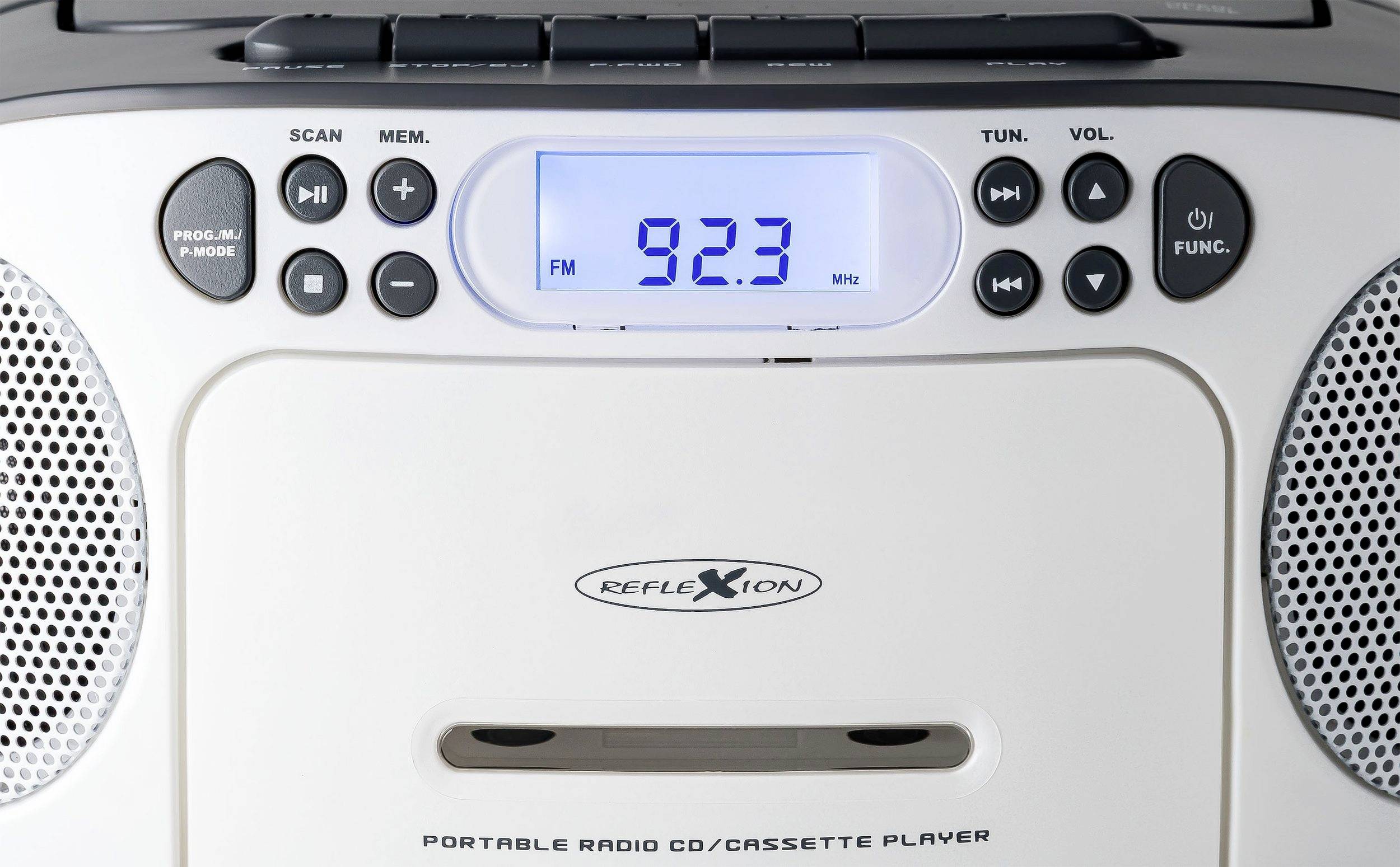 Reflexion RCR2260GR Radio-lecteur CD FM AUX, CD, Cassette gris-blanc