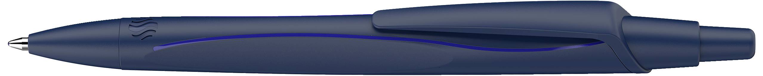 Un stylo-bille bleu à pointe sortie et à forme ergonomique, adapté pour une écriture confortable.