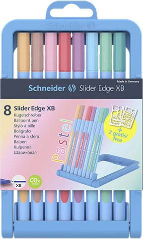 Schneider 8 pc(s) Slider Edge Pastell 152289 Stylo-bille jetable couleur d'écriture: cyan, pêche, rose poudré, flamant, lilas