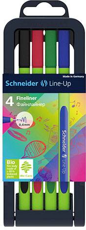 Schneider 191094 Line-Up 4er-Box Stylo feutre fin noir, rouge, bleu, vert 0.4 mm 4 pc(s)