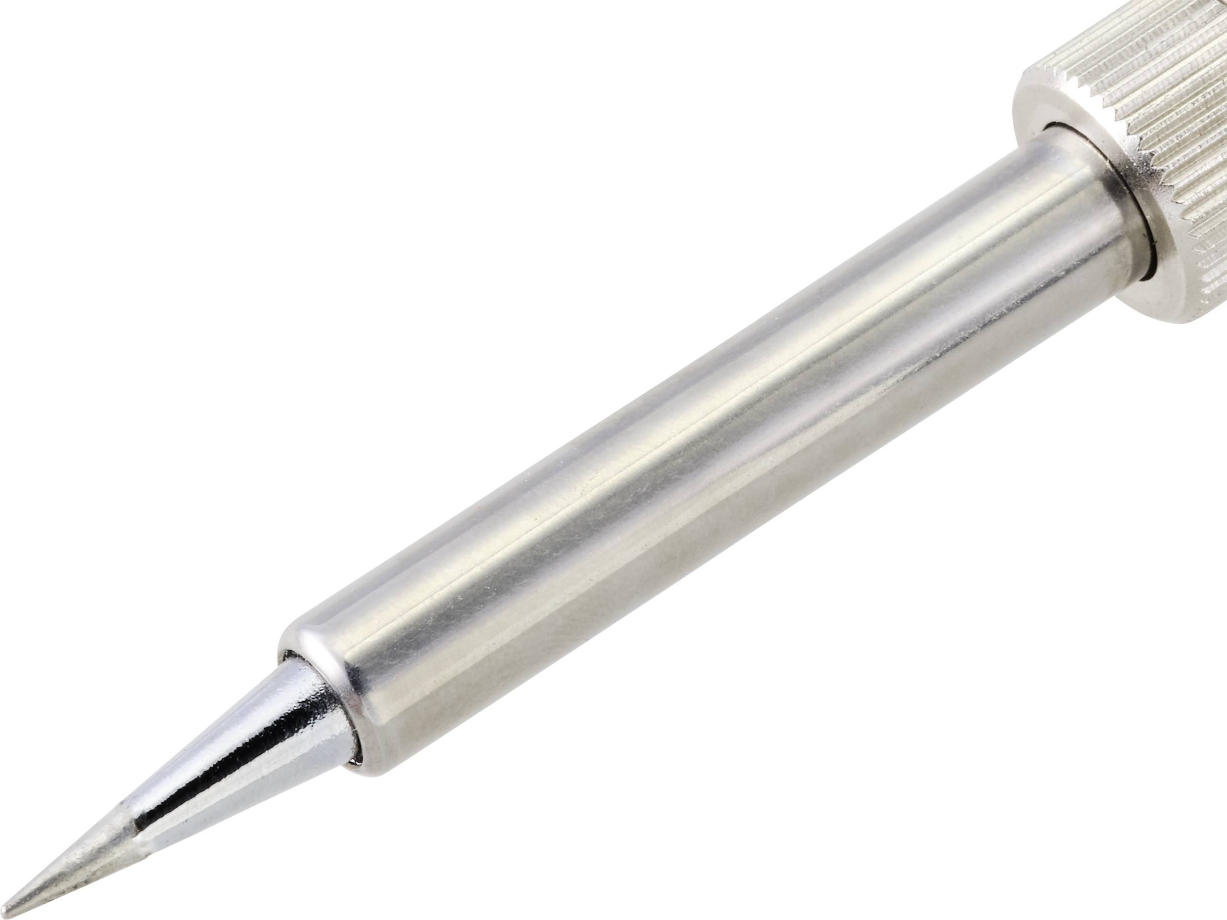 Fer à souder à pointe métallique fine, adapté pour le soudage précis.