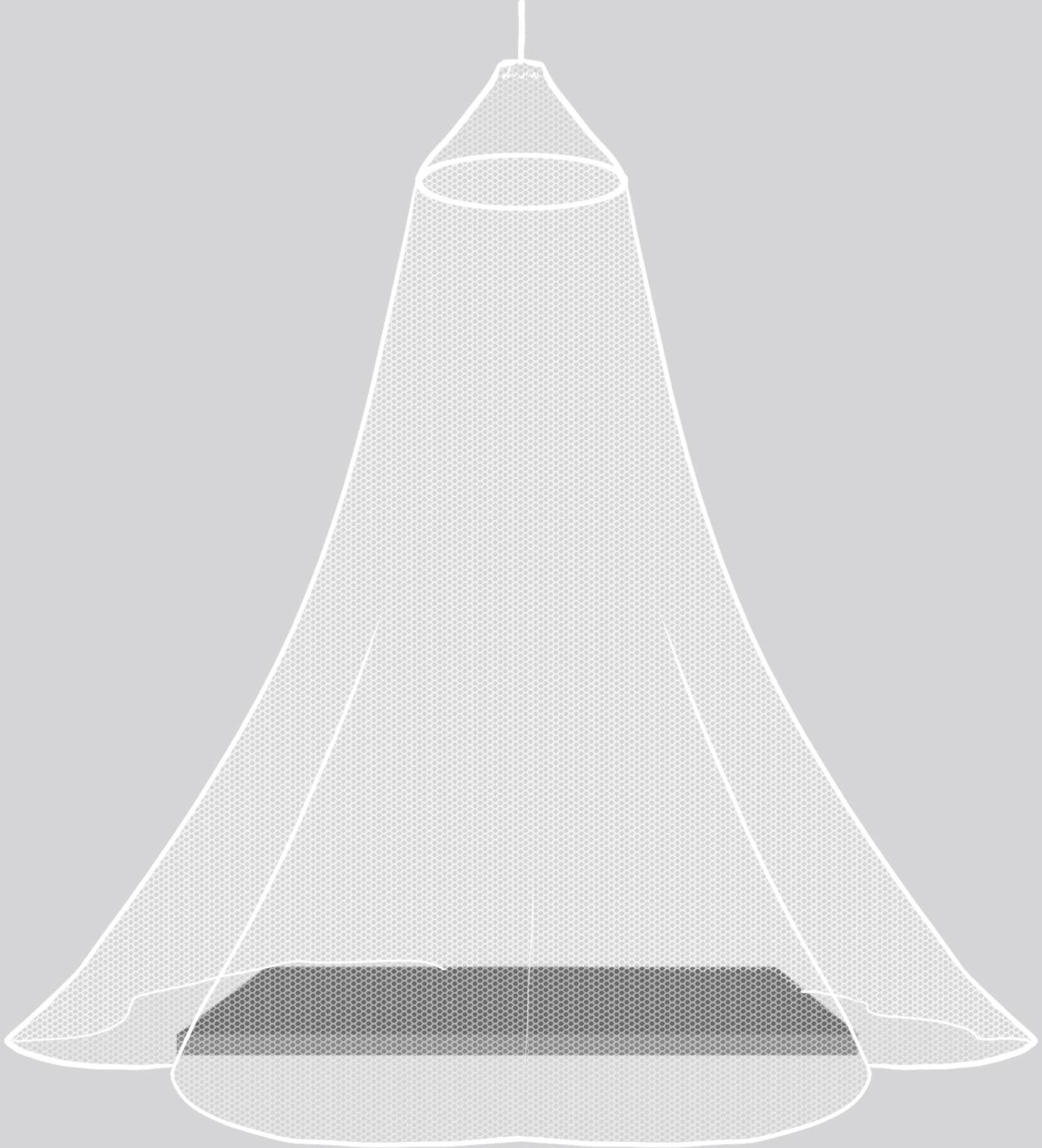 Un moustiquaire est suspendu au-dessus d'un lit et protège contre les piqûres d'insectes.