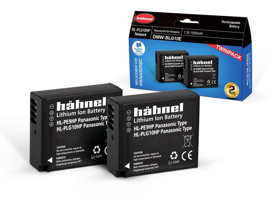 Hähnel Fototechnik HL-PLG10, 2er Batterie pour appareil photo Remplace l'accu d'origine DMW-BLG10E 7.2 V 1000 mAh
