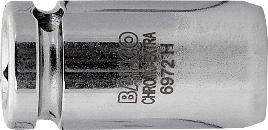 Une noix à épingle en argent gravée 'BAHCO CHROMO EXTRA 6972 FH'. Elle est cylindrique et fabriquée en métal brillant.