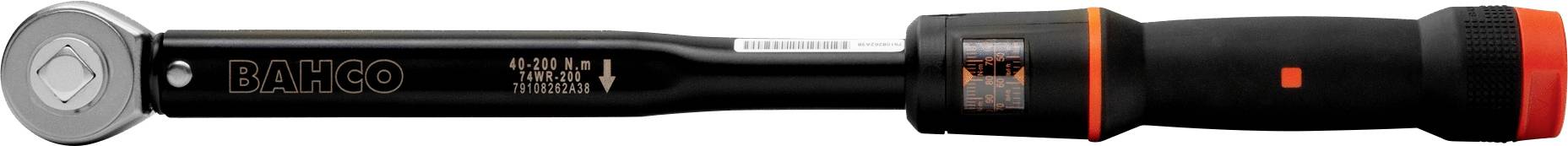 Bahco 74WR-200 Clé dynamométrique avec cliquet, avec carré mâle traversant, bloquant 1/2" (12.5 mm) 40 - 200 Nm