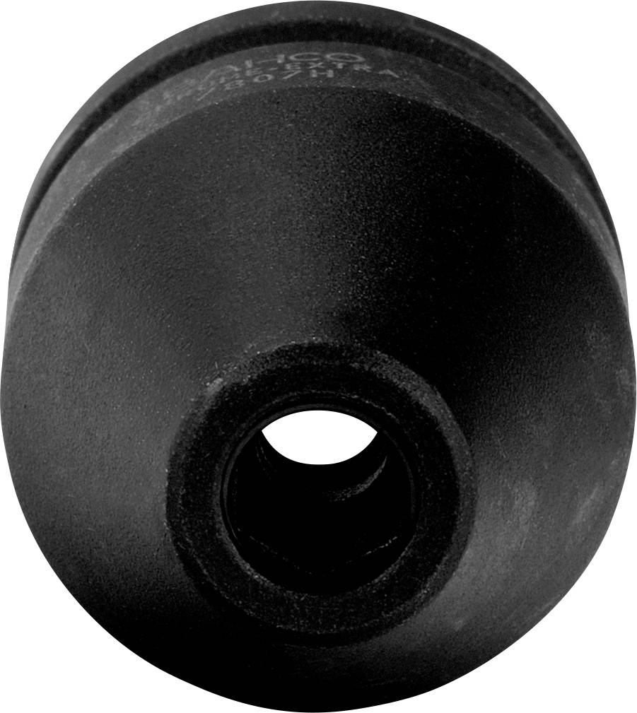 Tampon en caoutchouc noir avec un trou central, de forme cylindrique. Couramment utilisé comme élément d'amortissement dans les machines et les équipements.