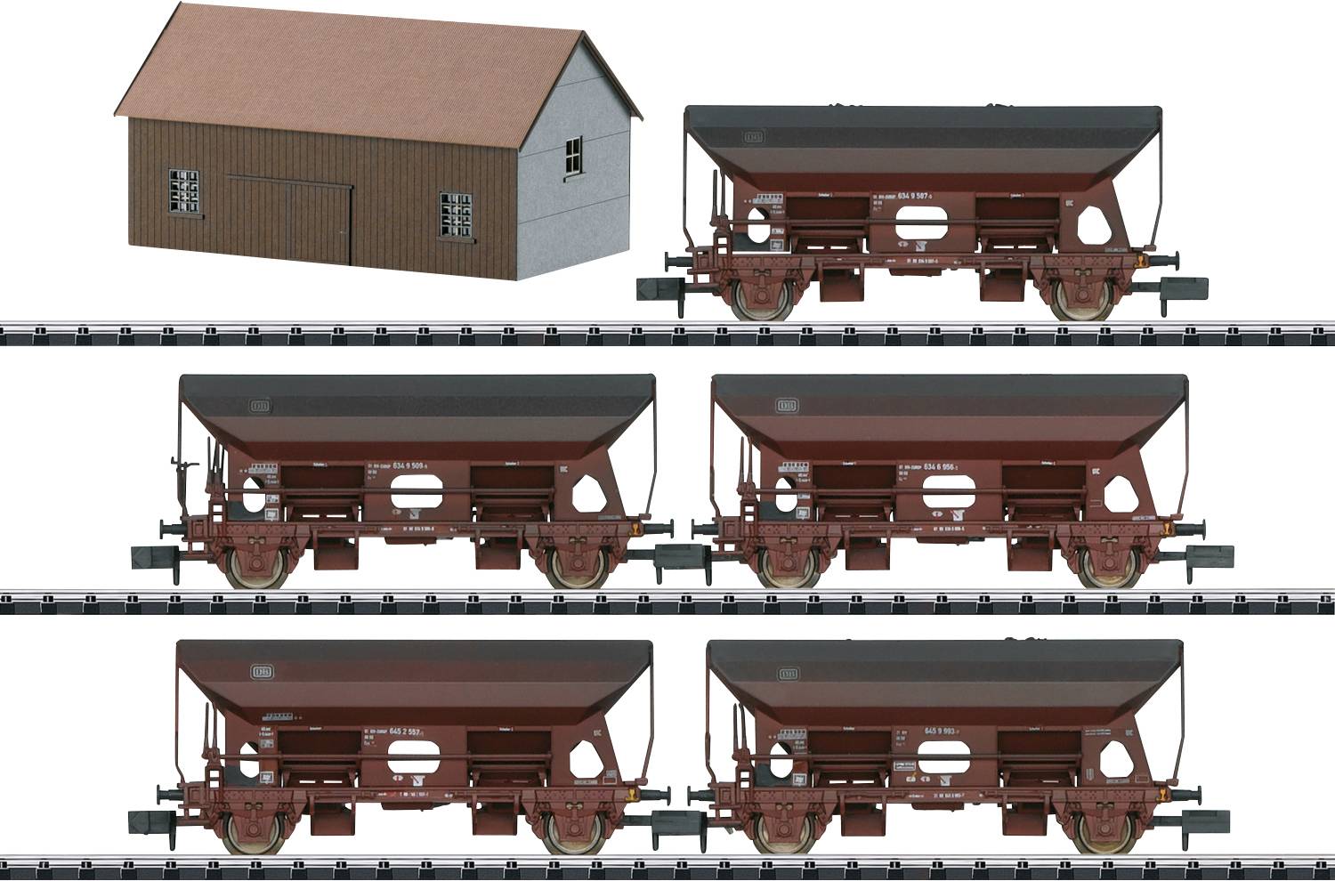 MiniTrix 15536 Lot de wagons de marchandises N wagons de déchargement latéraux de la DB