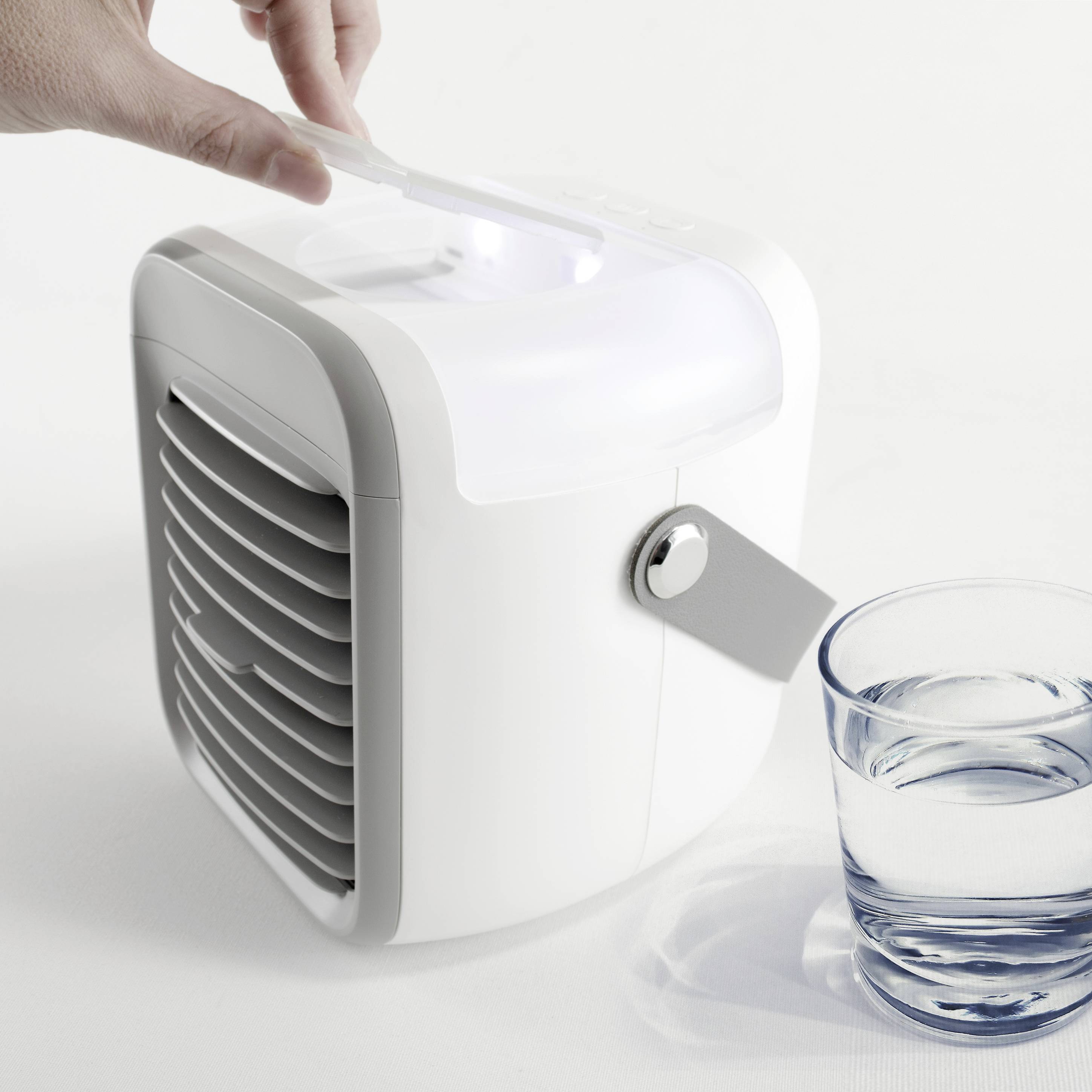 X4-LIFE Refroidisseur d'air (L x l x H) 15.2 x 17.4 x 17.3 cm avec batterie, avec éclairage, avec lumières d'ambiance au choix