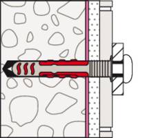 Diagram of an anchor bolt in a concrete wall. The bolt expands upon tightening, securing it in place.