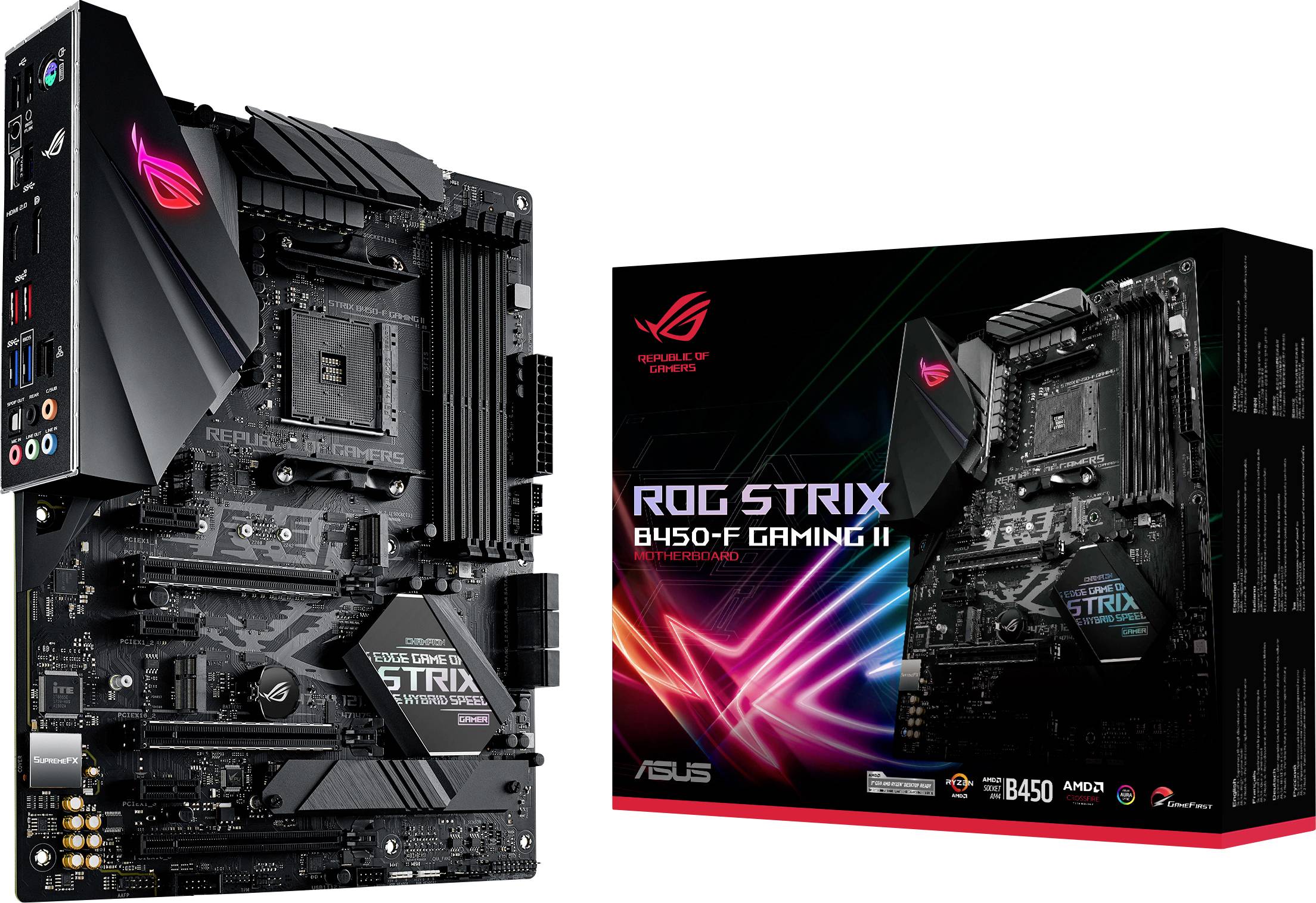 Asus ROG STRIX B450-F GAMING II Carte mère Socket (PC) AMD AM4 Facteur de forme (détails) ATX Chipset de la carte mère AMD® B450