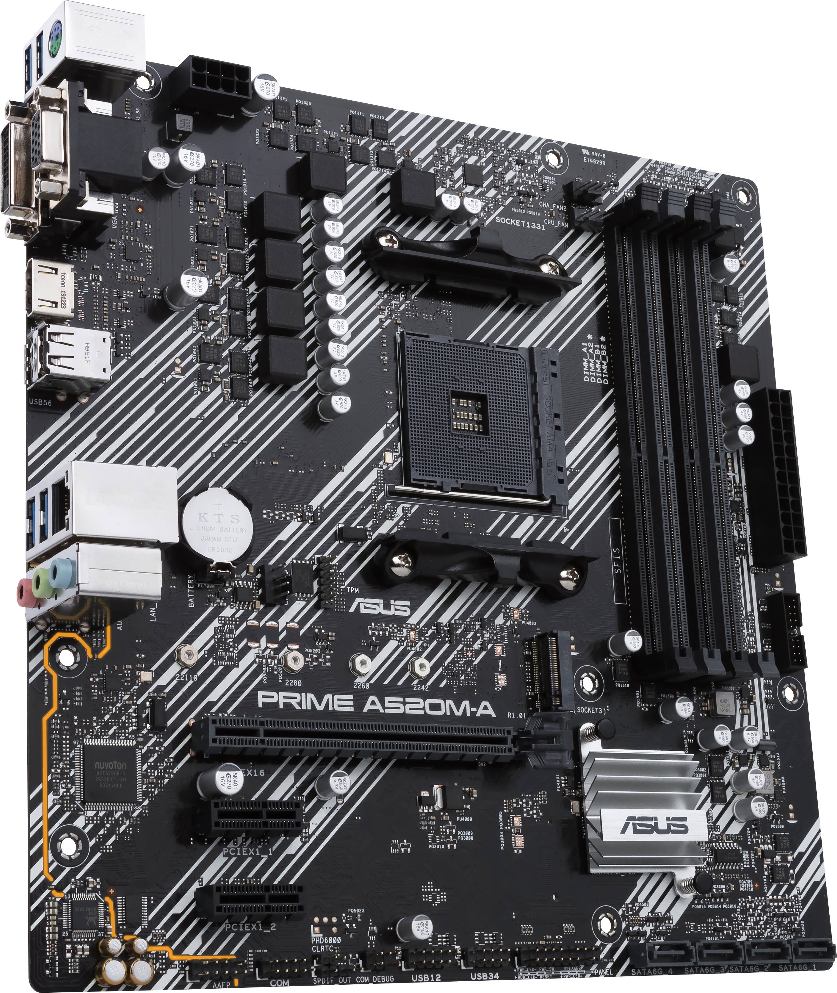 Asus PRIME A520M-A Carte mère Socket (PC) AMD AM4 Facteur de forme (détails) Micro-ATX