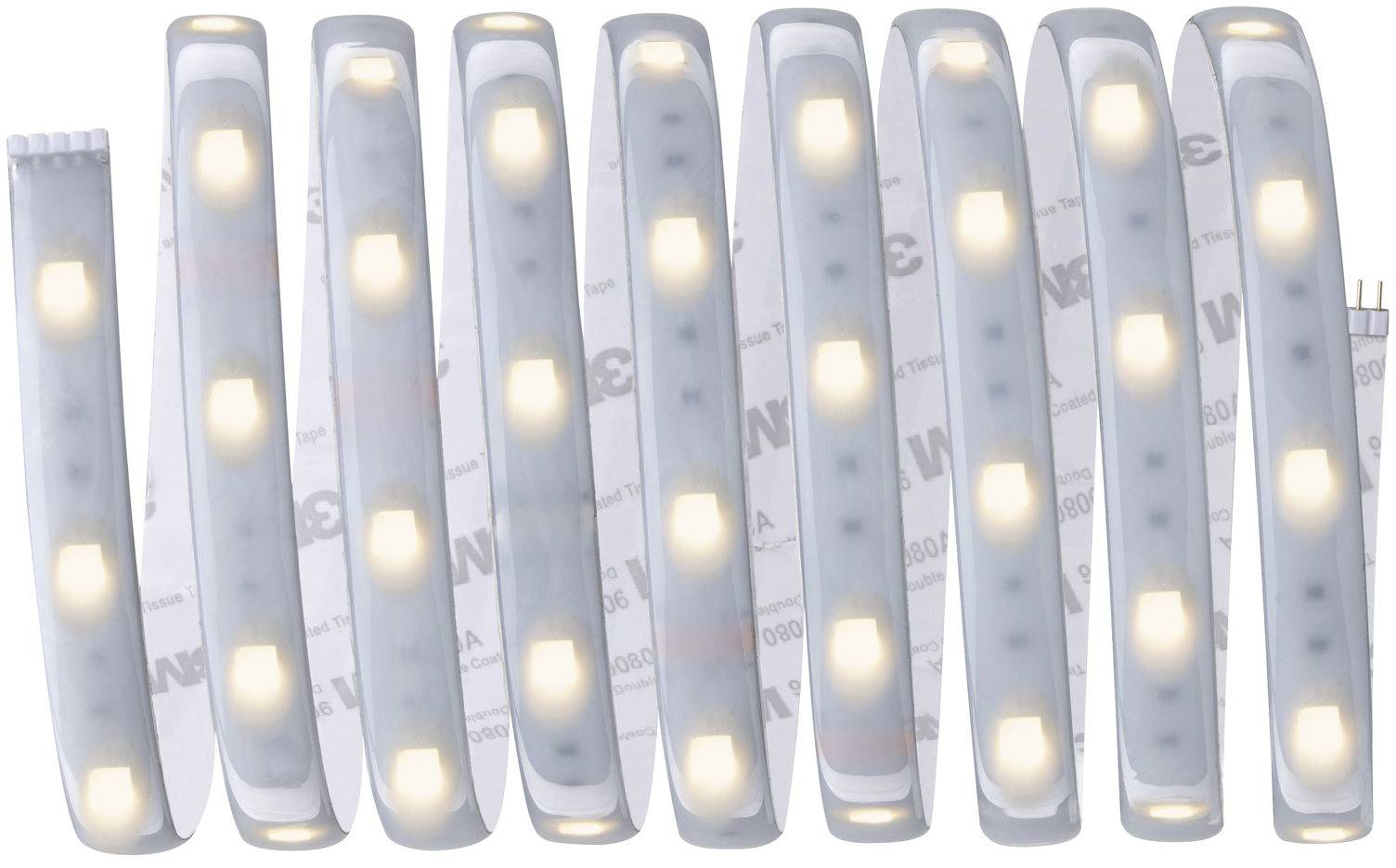 Barre lumineuse LED flexible à lumière blanc chaud, répartie uniformément. Idéale pour l'éclairage décoratif intérieur.