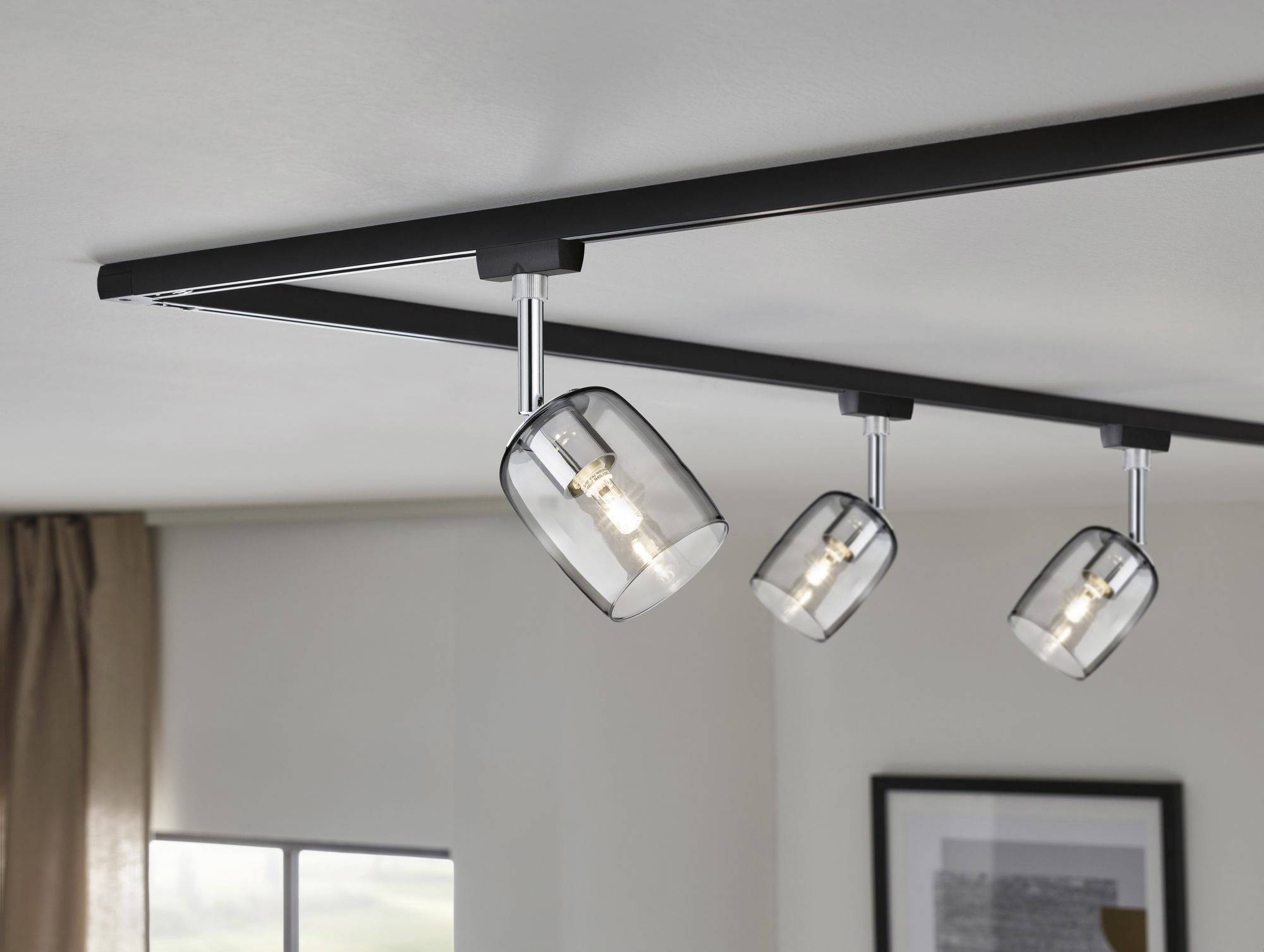 Paulmann Blossom Spot de plafond URail G9 noir (mat), verre fumé